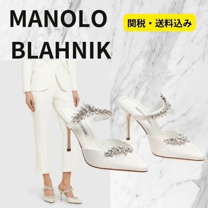 ホワイト（白）系 Manolo Blahnik(マノロブラニク) サンダル・ミュール