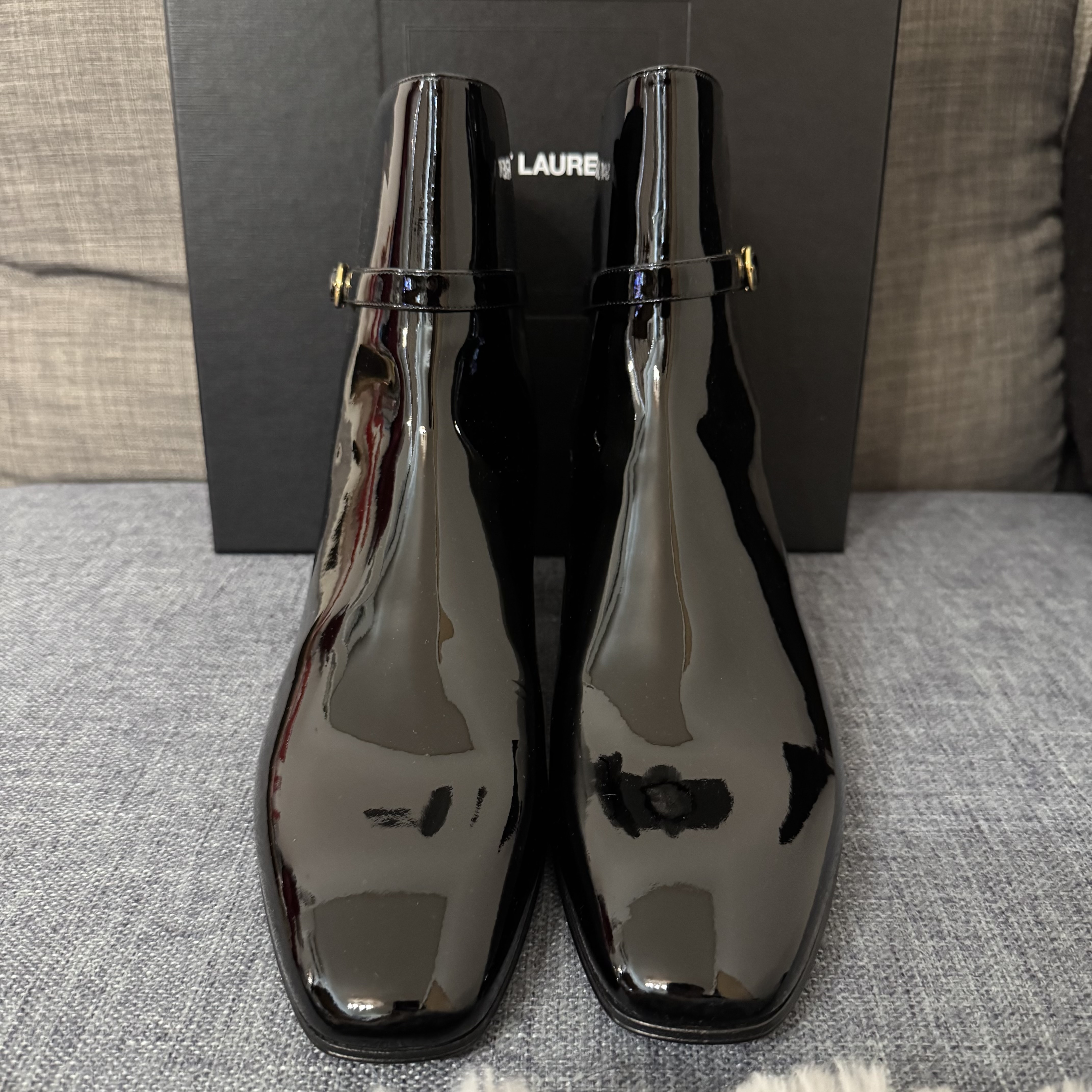 SAINT LAURENT サンローラン レザー ヒール ブーツ 黒 (Saint Laurent