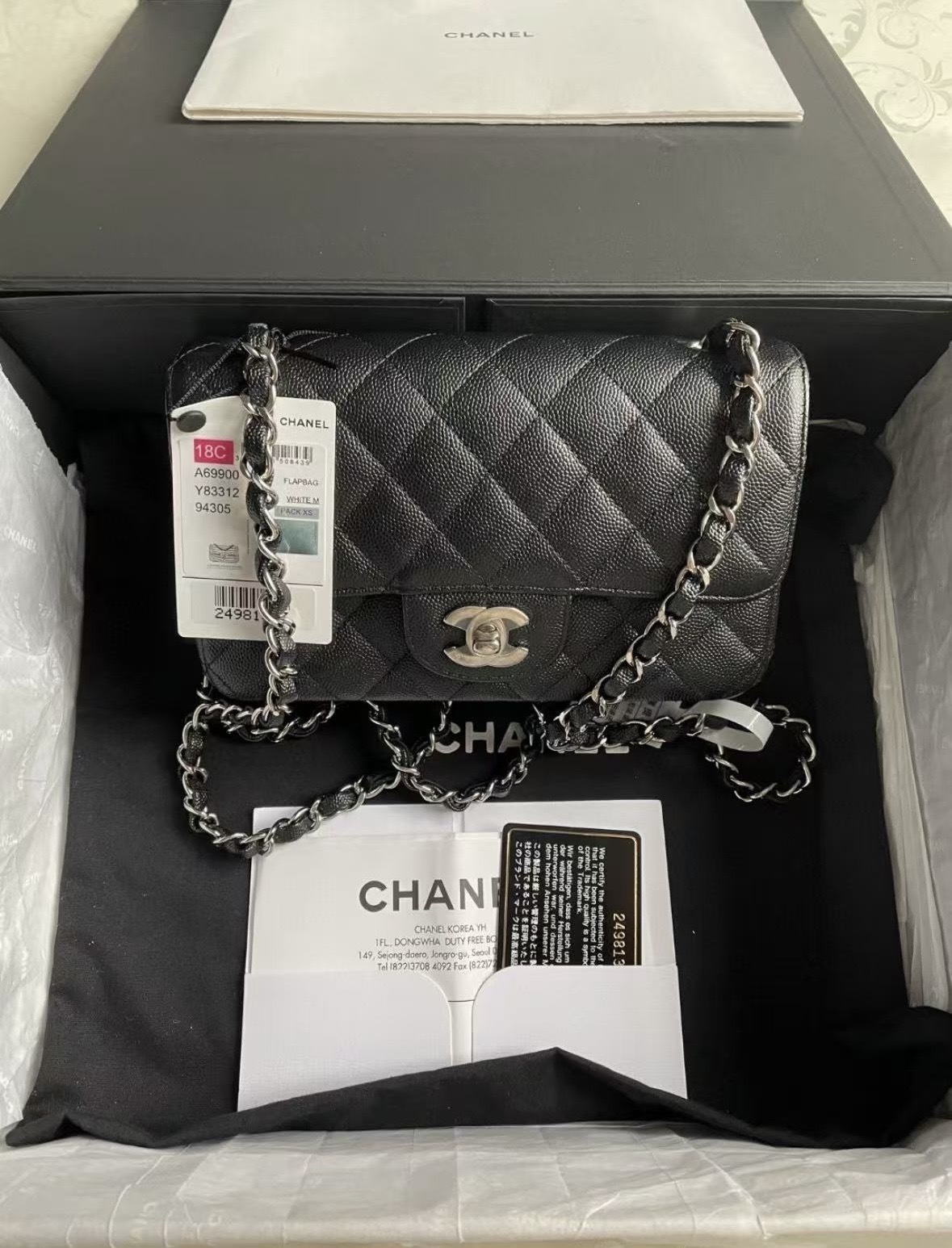 希少】CHANEL ミニ クラシック ハンドバッグ キャビアスキン (CHANEL