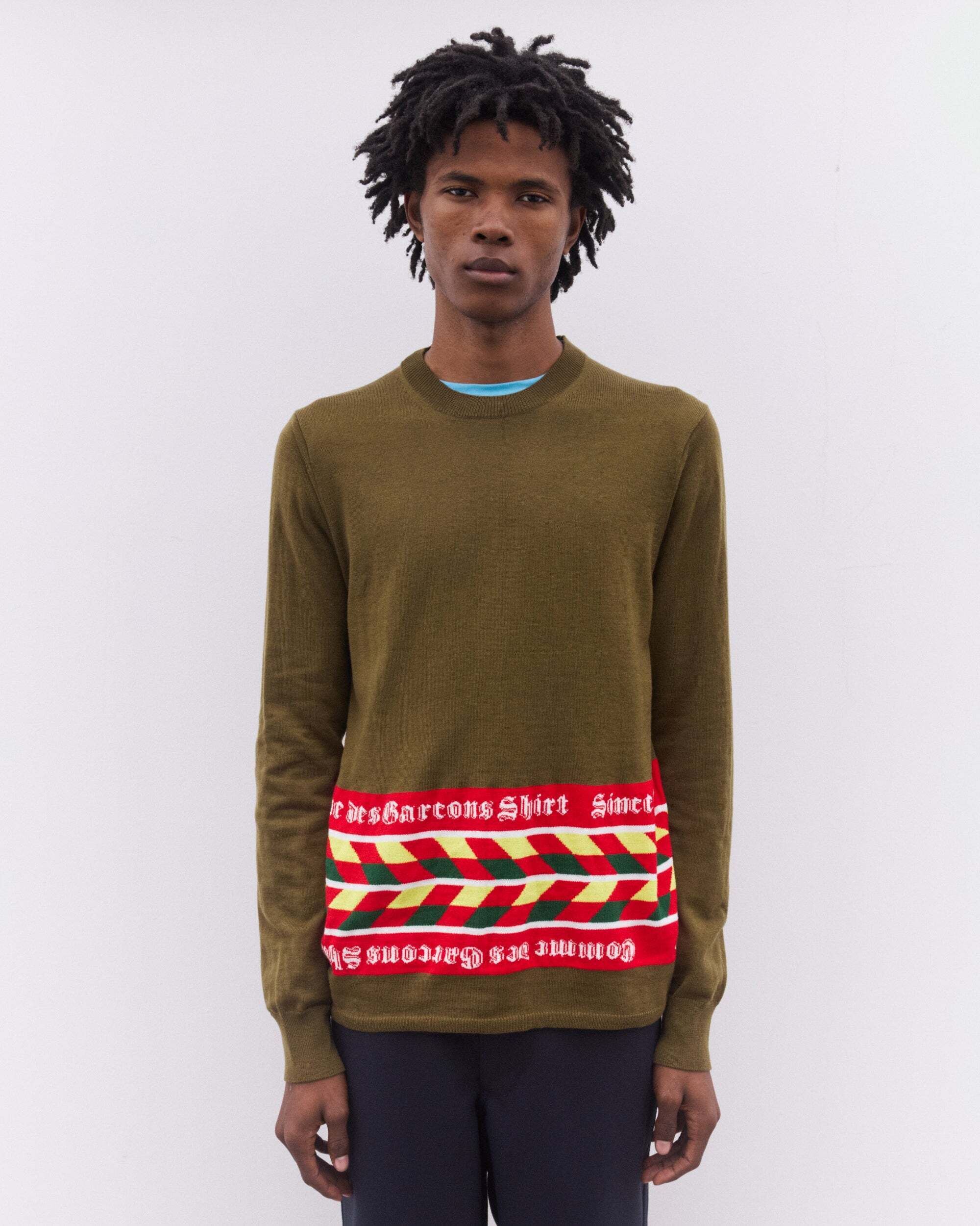 COMME des GARCONS】 Football Scarf Knitted Sweater (COMME des