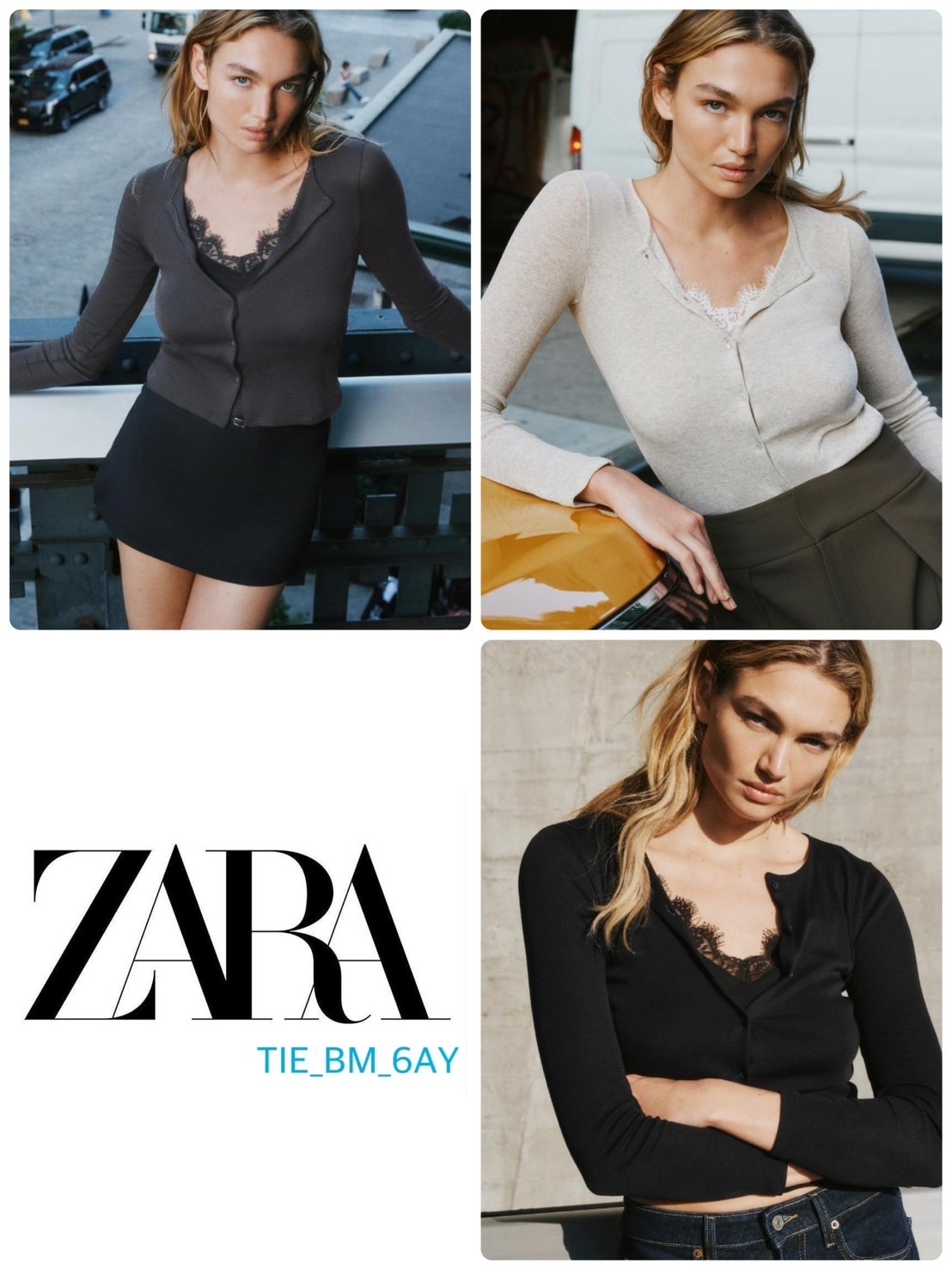ZARA コンビネーションレーストップジャケット 選べるカラー (ZARA