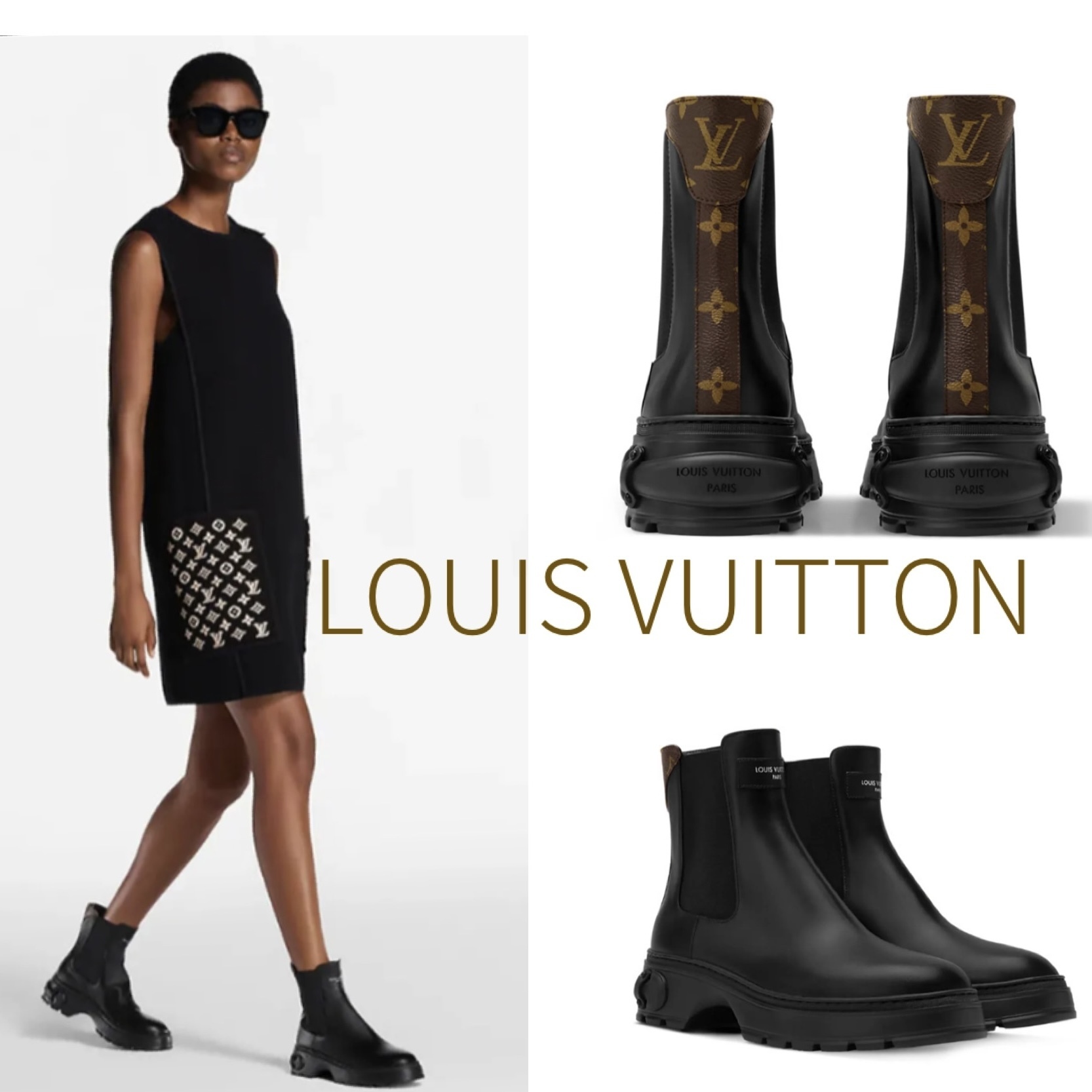 洗練【LOUIS VUITTON】LV スクワッド チェルシー アンクルブーツ
