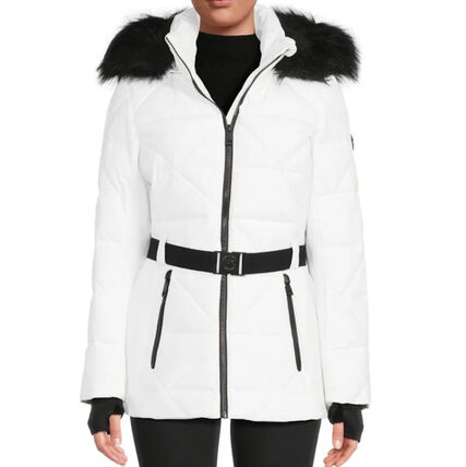 セール☆Michael Korsファーフード&ベルトパファージャケット (Michael