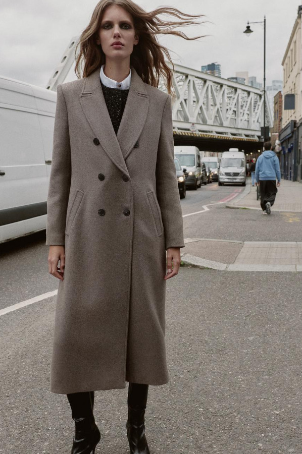 ZARA ロングダブルブレストコート 選べるカラー 上品エレガント (ZARA