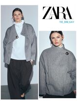 ZARA ソフトボタンコート クリアグレー 上品カジュアル 今季新作 (ZARA
