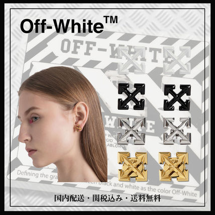 ゴールド（金色）系 Off-White(オフホワイト) ピアス(メンズ