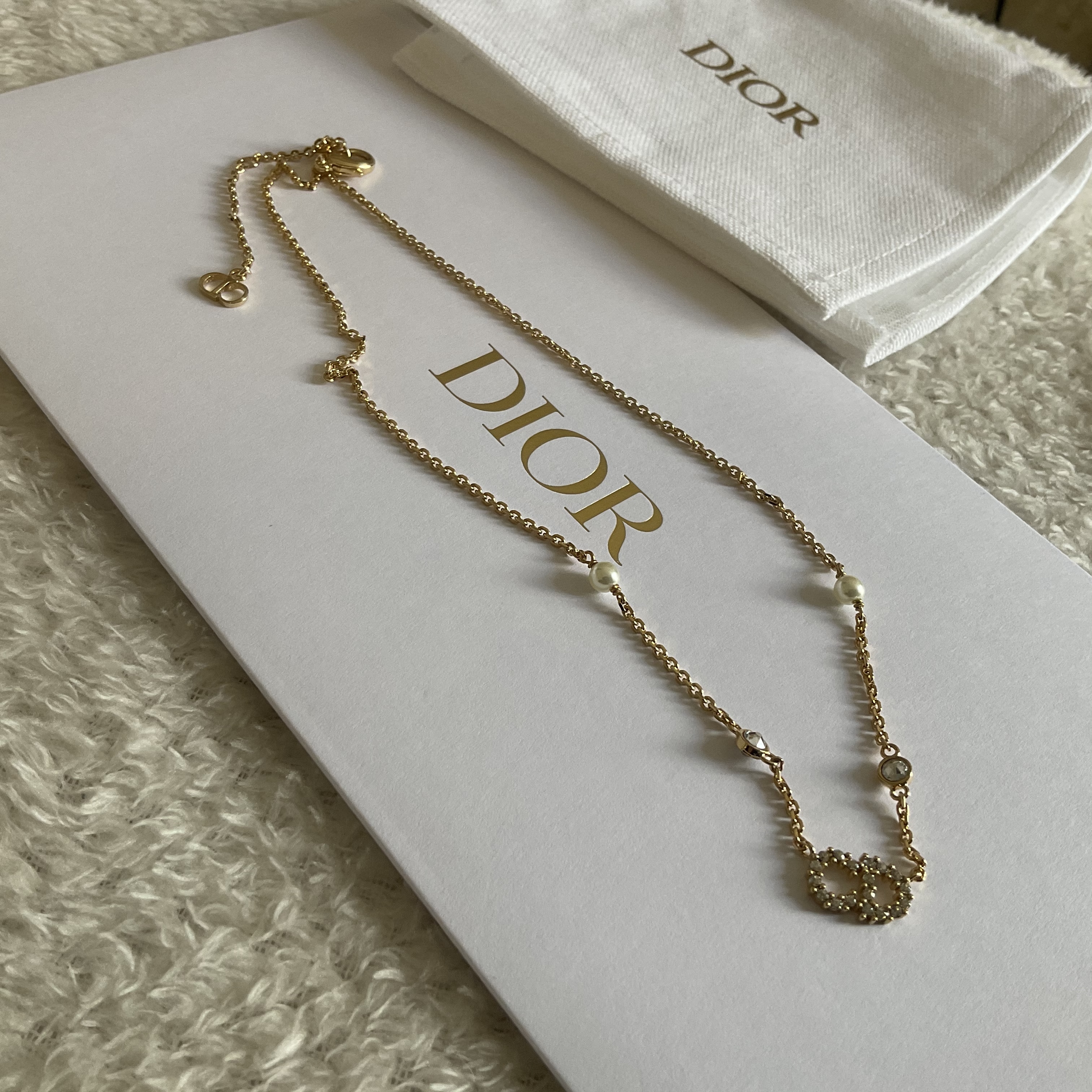DIOR ディオール クレアDルーンネックレス ゴールド パール (Dior
