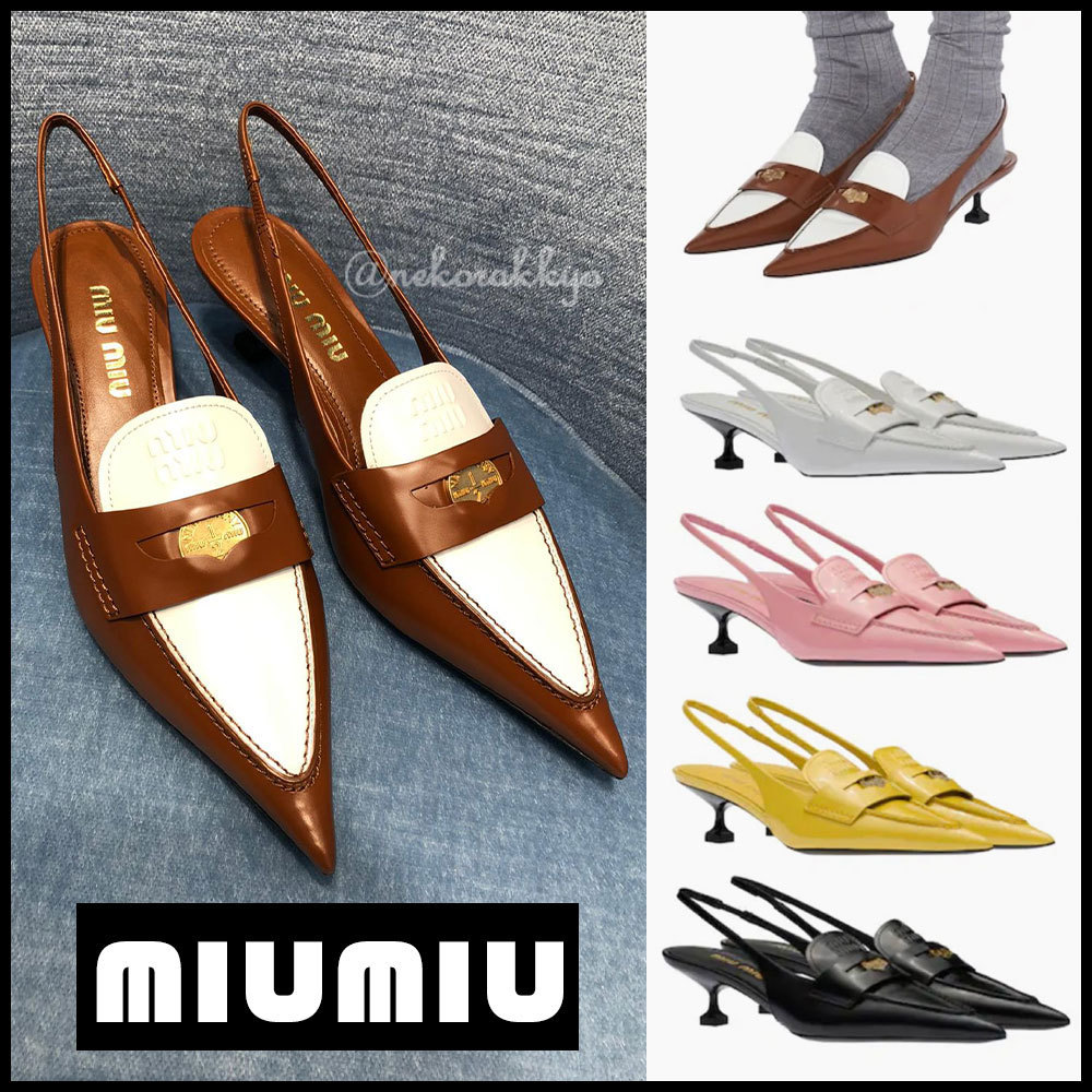 MiuMiu☆ Leather loafers with heel ☆ヒールローファー ☆送込