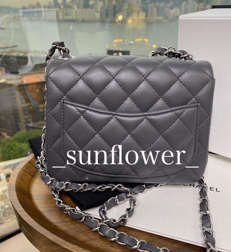 シャネル ミニマトラッセ クラシックフラップバッグ17cm グレー