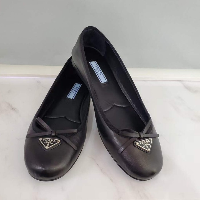 ☆Prada☆ロゴ入り レザーリボン付 バレエシューズ (PRADA/バレエ