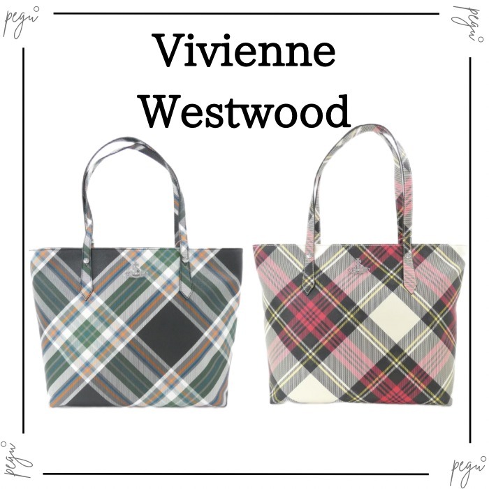 Vivienne Westwood】国内発送 トートバッグ チェックレザー (Vivienne