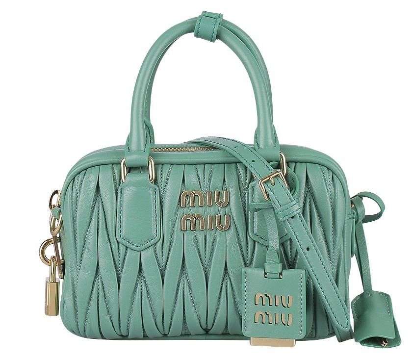 ☆関税込☆MIU MIU☆レザー トップハンドル バッグ☆グリーン (MiuMiu