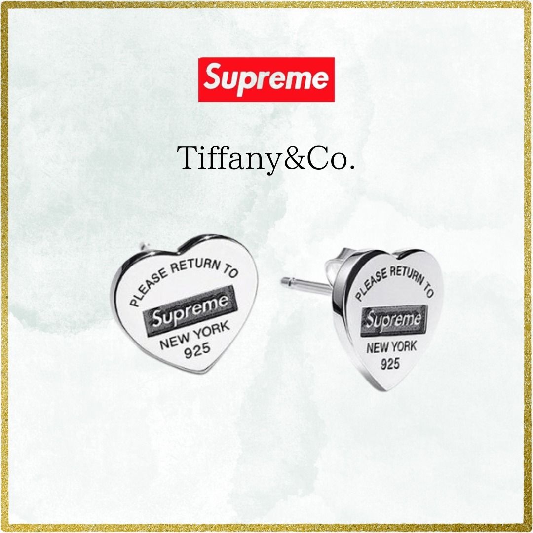 希少】Supreme × Tiffany & Co. Heart Tag Stud Earrings (Tiffany