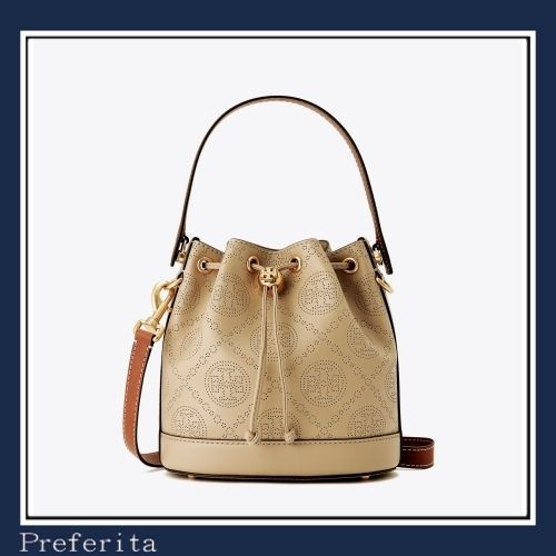 Tory Burch】Tモノグラム パーフォレート バケットバッグ ロゴ (Tory