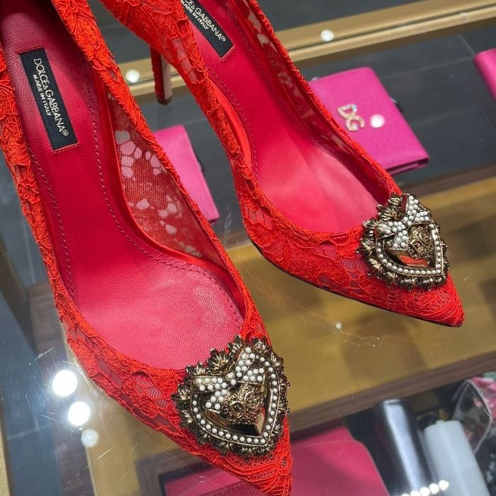 希少 DOLCE&GABBANA ドルガバ DEVOTION ハート レース パンプス (Dolce