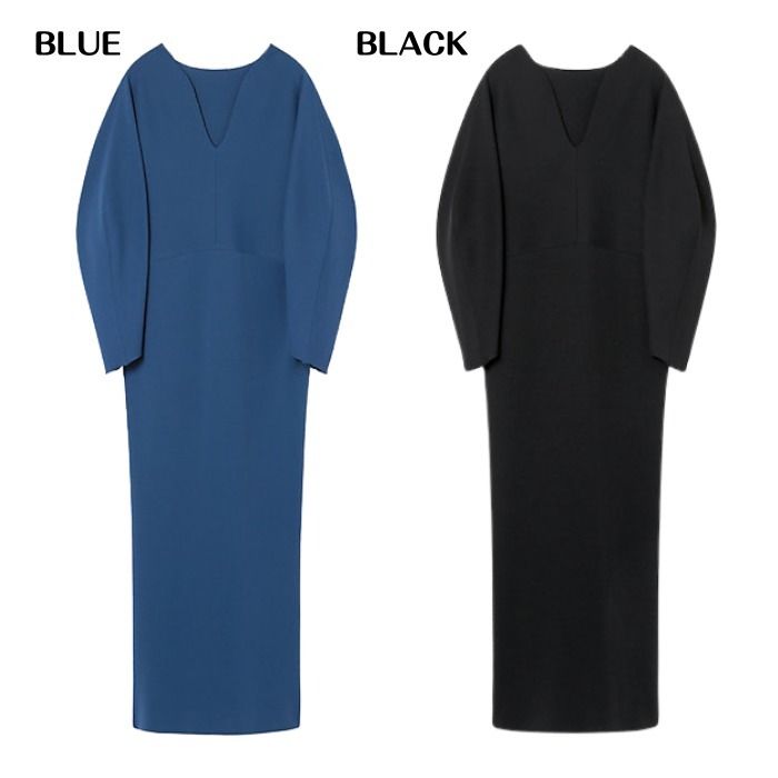 マメクロゴウチ】ミラノリブ Vネック ニットドレス (Mame Kurogouchi