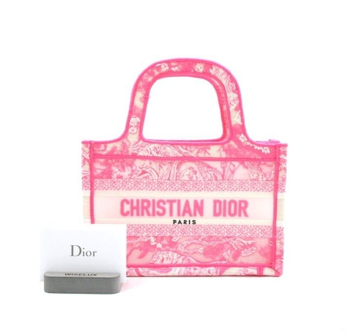 Dior 美品 限定 BOOK TOTE ネオンピンク ブックトート ミニ 中古 (Dior