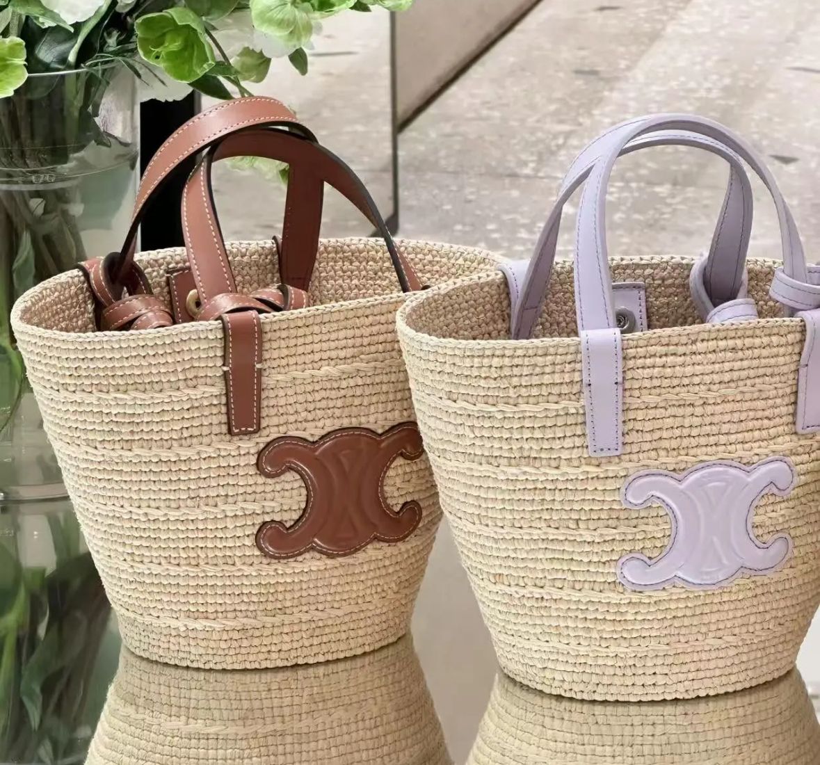 CELINE】セリーヌ ナノ サプル ラフィア＆カーフスキン (CELINE/かご