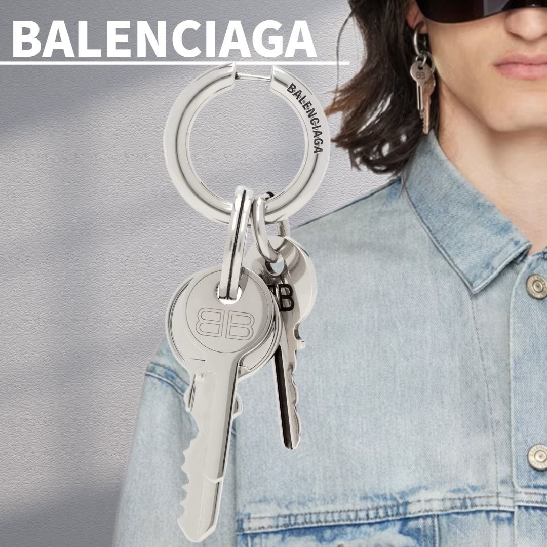 関税込【BALENCIAGA】シルバー Locker シングルピアス (BALENCIAGA
