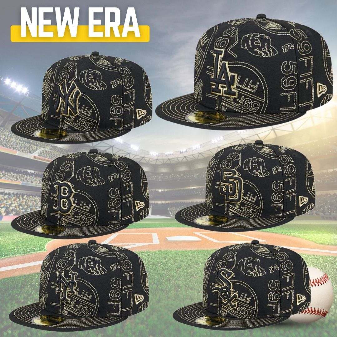 NEW【New Era】ステッチ刺繍柄☆MLB 59FIFTY Fitted キャップ (New Era