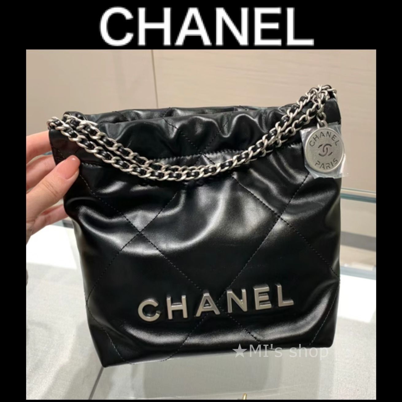 24A/シルバーチェーン♪】CHANEL 22 ミニ ハンドバッグ (CHANEL