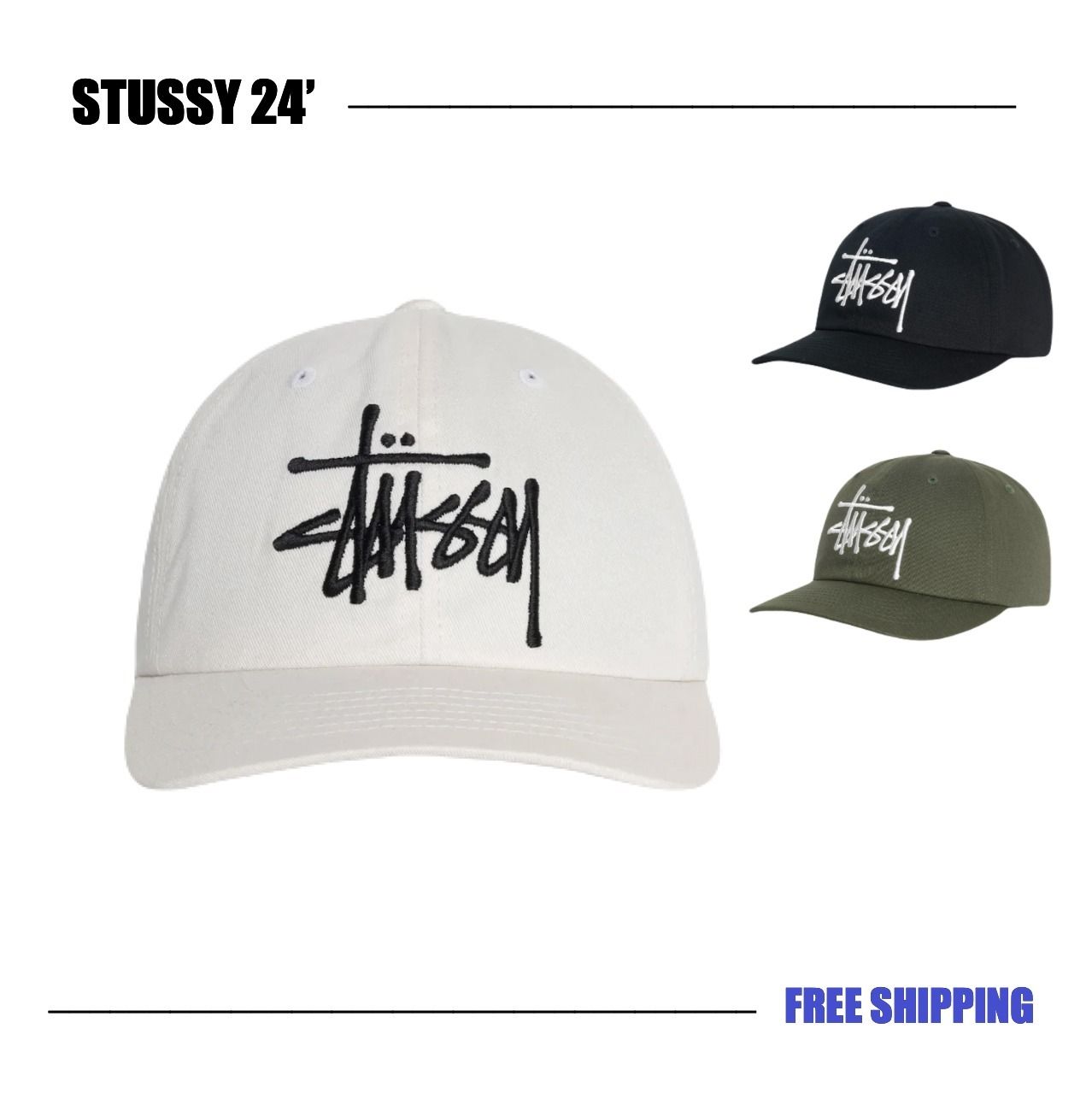 STUSSY'24】 Stussy Big Basic Low Profile Snapback Cap (STUSSY