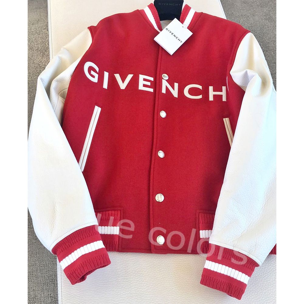 GIVENCHY 4G ロゴ ウール & レザー バーシティ ブルゾン *RED