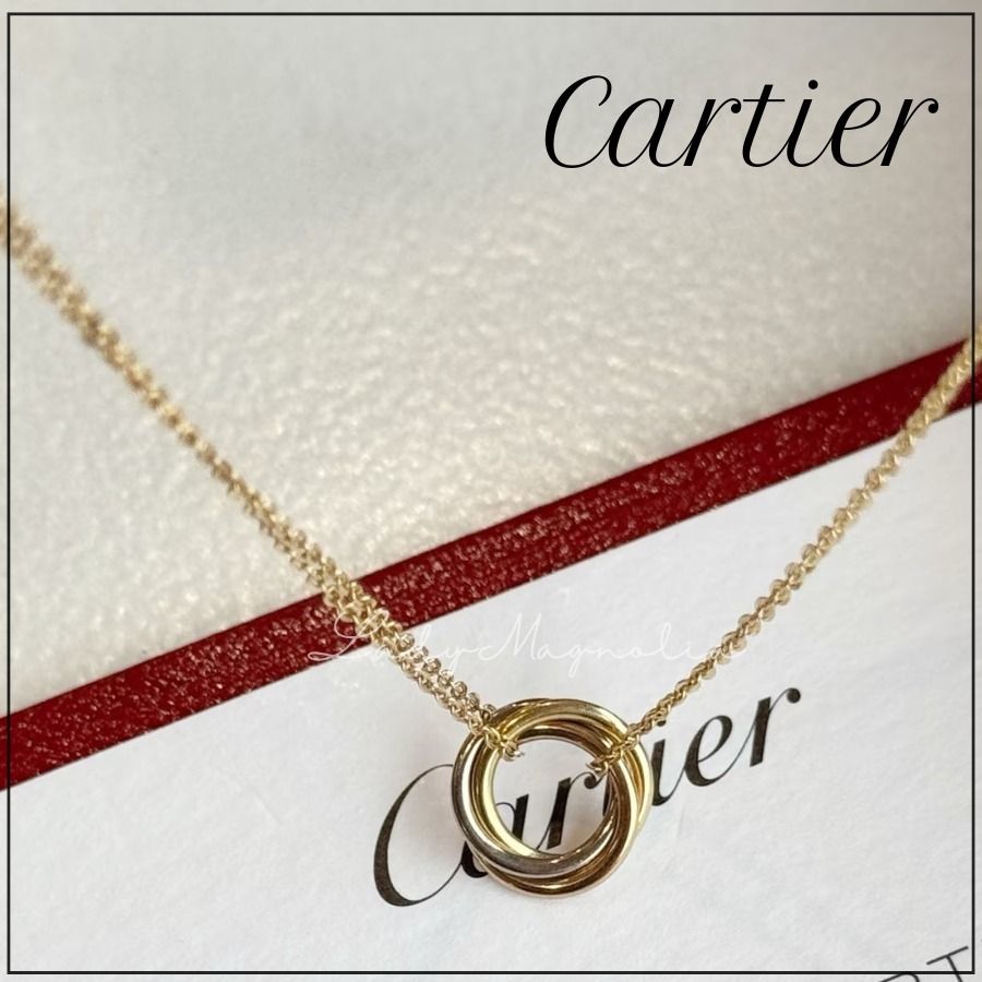 Cartier】トリニティ 3 ゴールド カラー ネックレス ☆ 繊細美