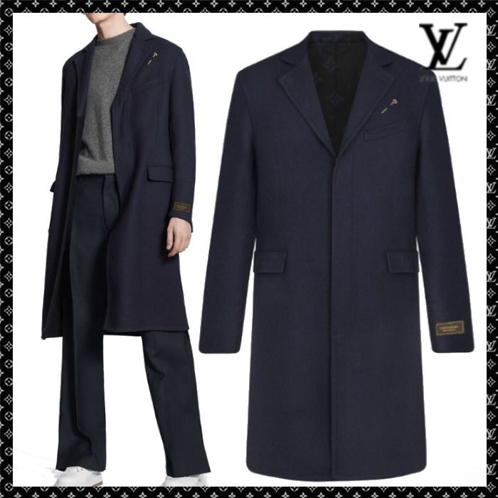 Louis Vuitton《モノグラムダブルフェイスウールコート》青 直営