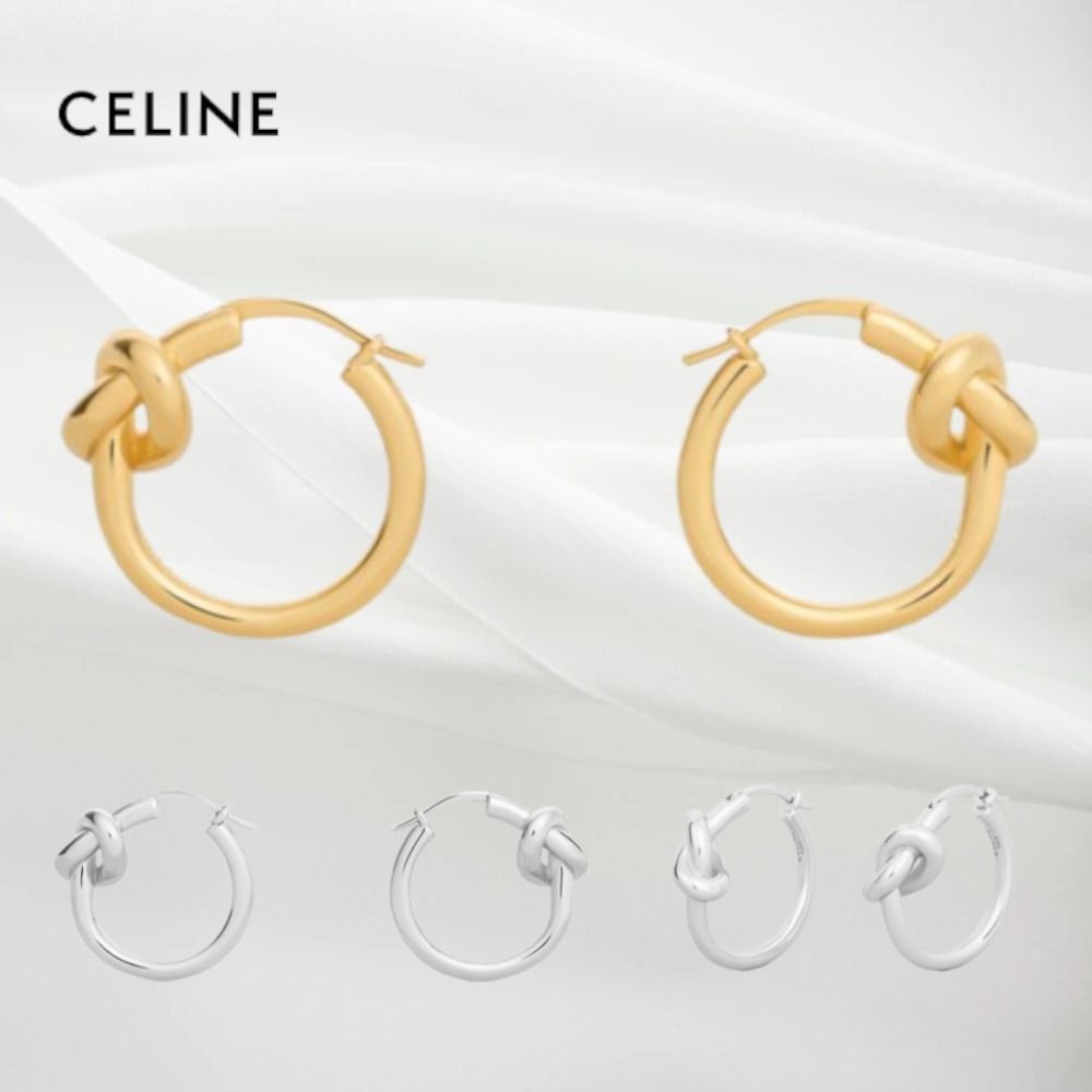 CELINE】ノット スモールフープ ゴールド/ロジウム ブラス (CELINE