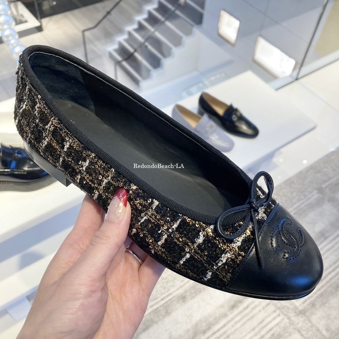大人可愛い足元を演出】CHANEL☆バレーシューズ☆ツイード (CHANEL