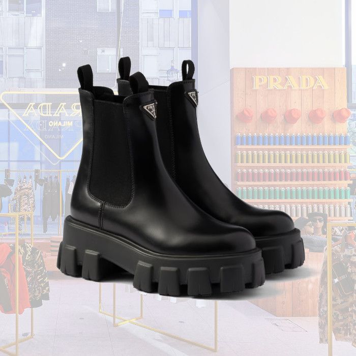 24AW】モノリス ブラッシュドレザーチェルシーブーツ◇プラダ (PRADA
