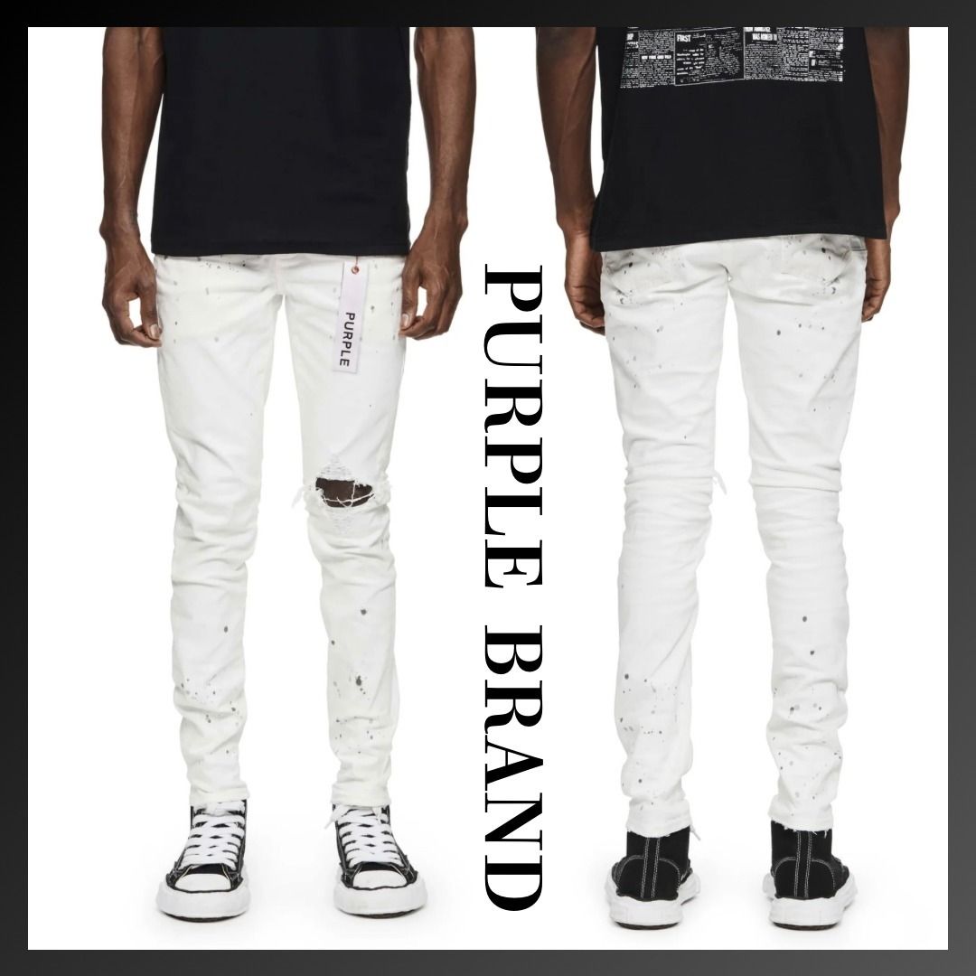 PURPLE BRAND P001 Optic 白 Paint Blowout スキニージーンズ (PURPLE