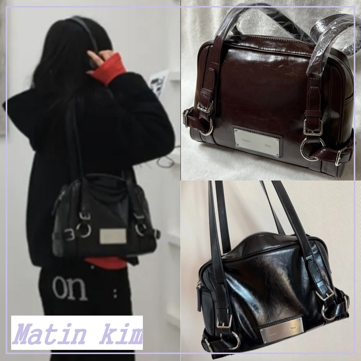 正規品☆人気【MATIN KIM】BIKER DETAIL SQUARE SHOULDER BAG (Matin
