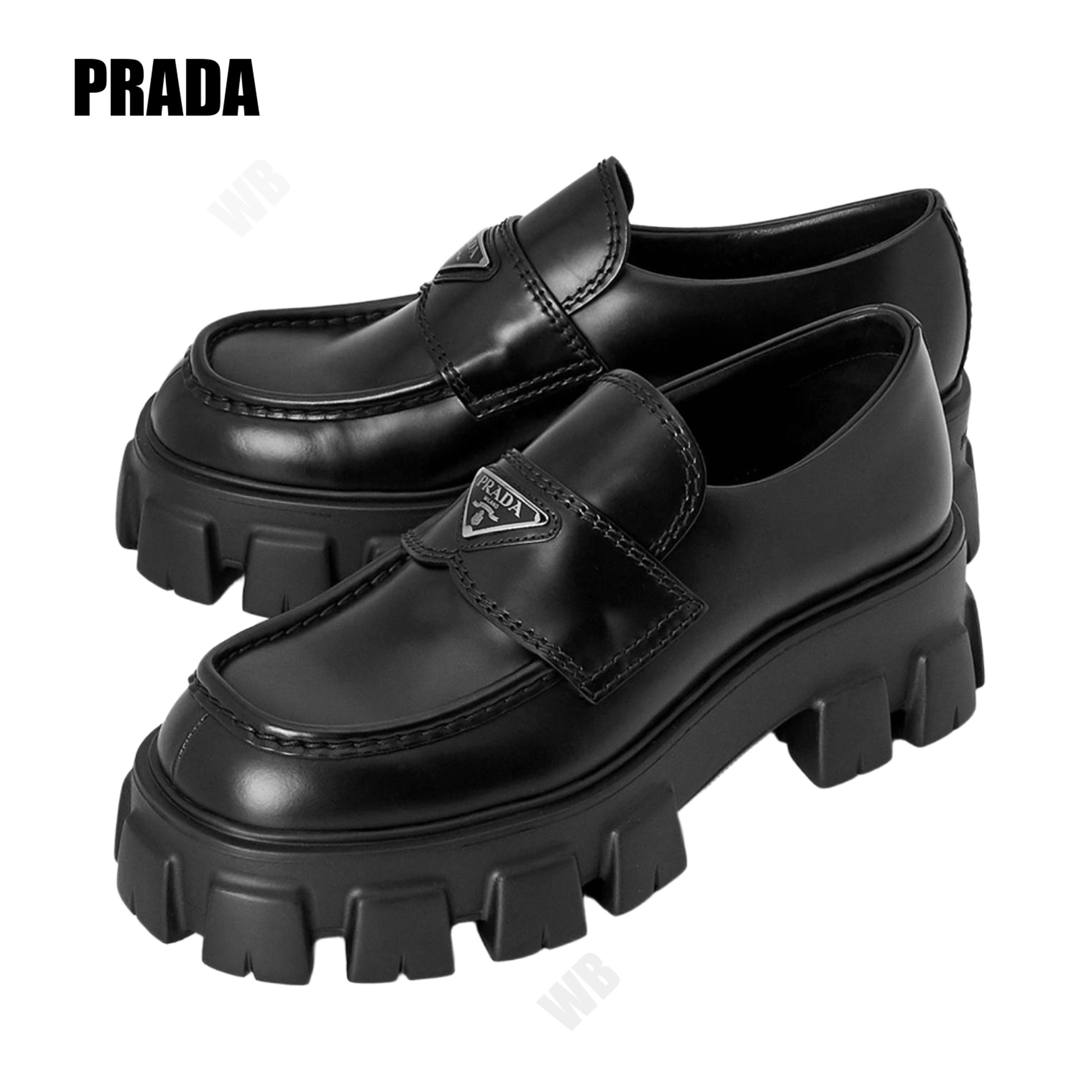 PRADA] プラダ モノリス ブラッシュドレザー ローファー 送料込 (PRADA