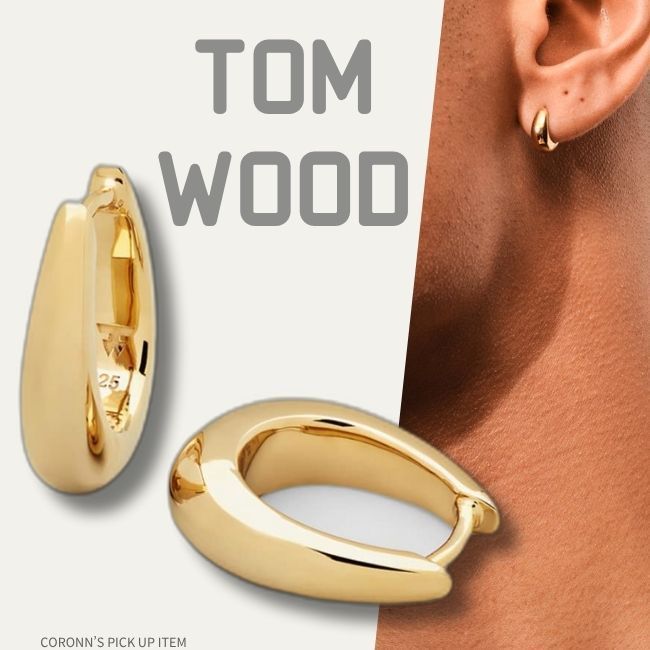 渋谷龍太愛用《TOM WOOD》Liz Hoop ゴールド ペアピアス (Tom Wood