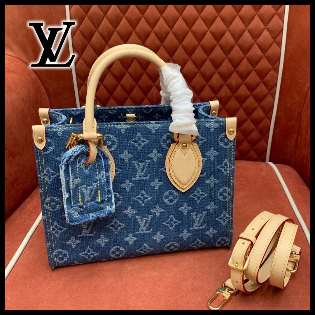 モノグラムデニム】ルイヴィトン オンザゴー PM トートバッグ (Louis
