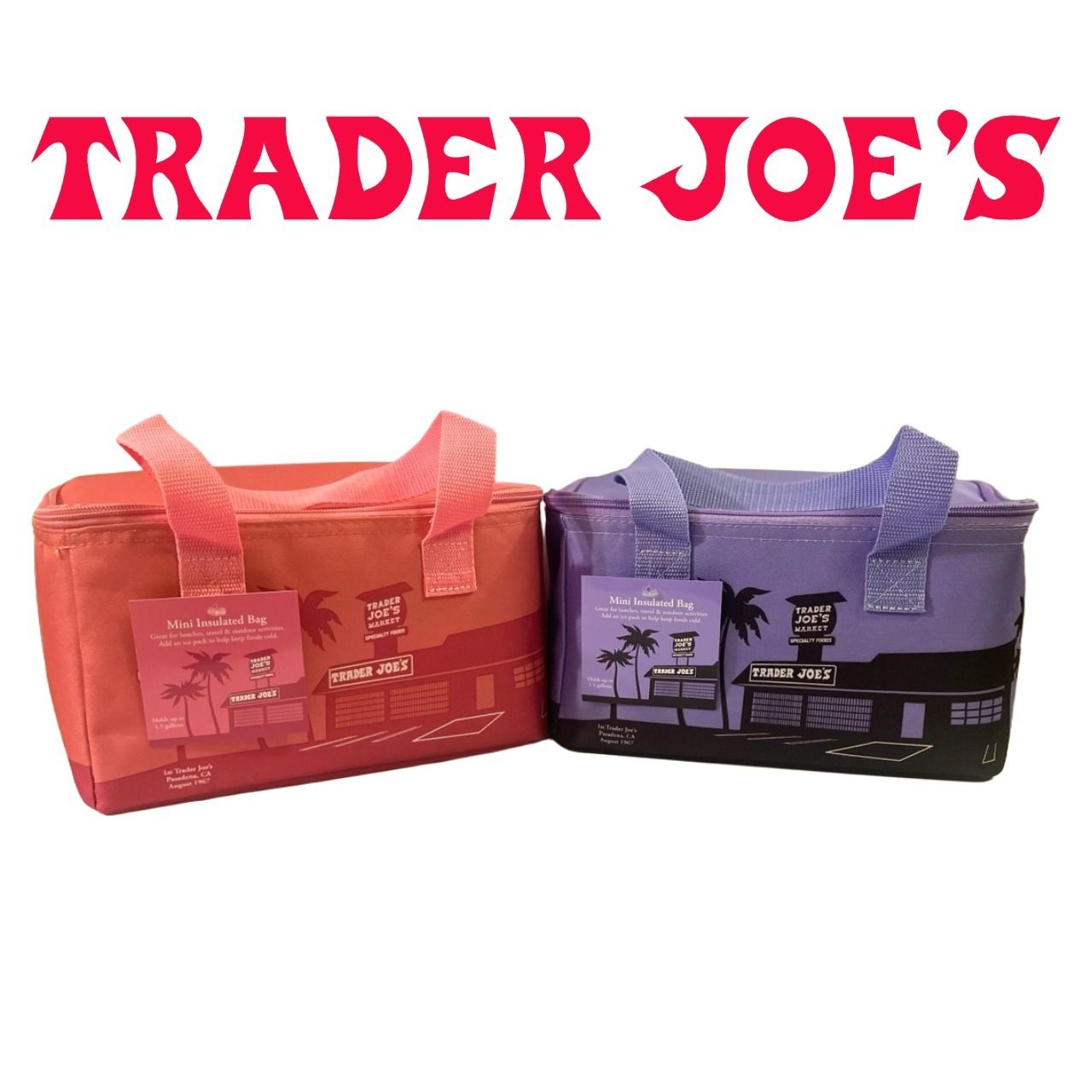 Trader Joe'sトレジョミニ保冷バッグ・ピンク＆ラベンダー (Trader
