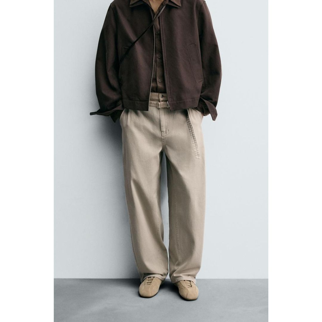 ZARA］ベルト付きワイドバルーンフィットパンツ (ZARA/チノパンツ