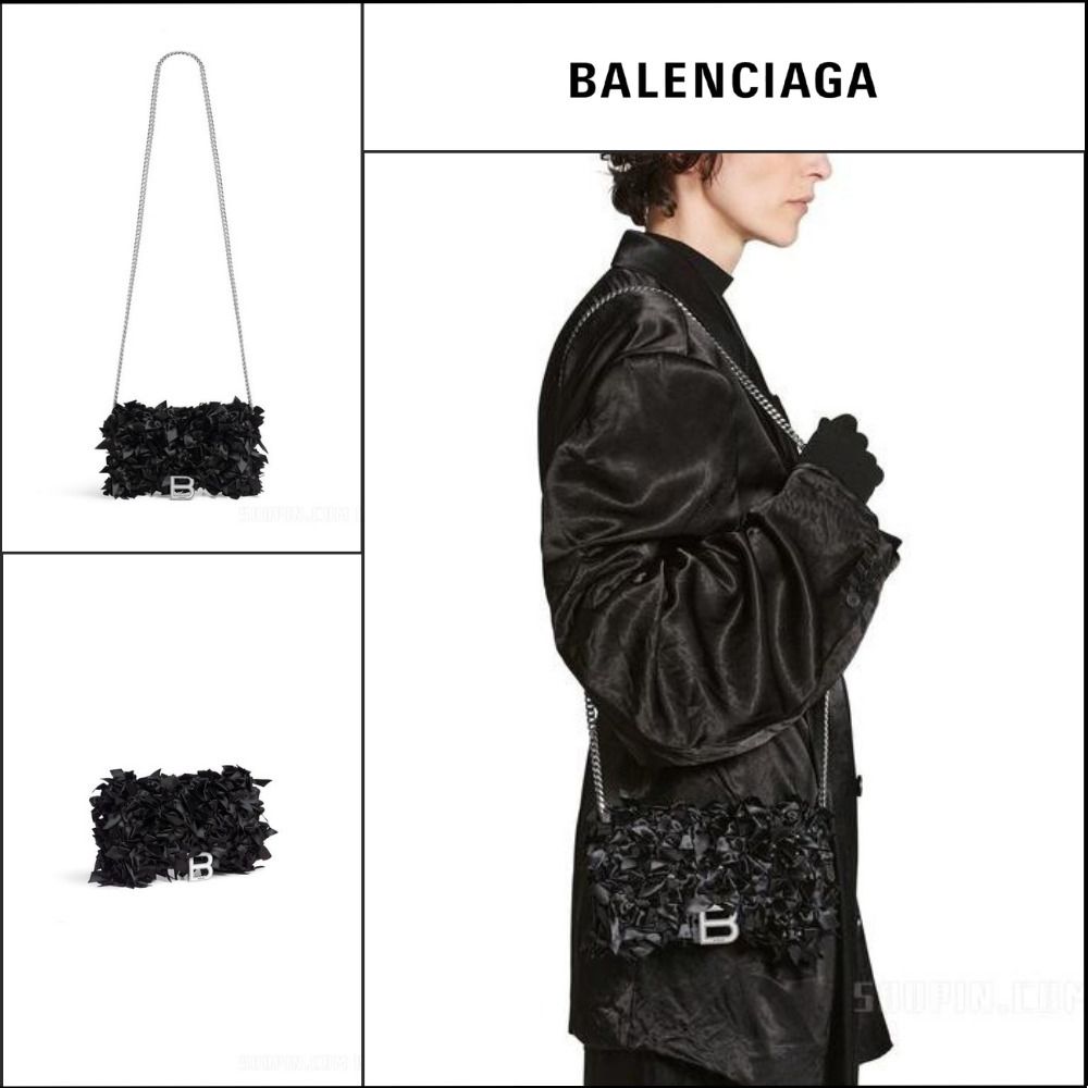 BALENCIAGA】Hourglass Satin Bow Chain Wallet (BALENCIAGA