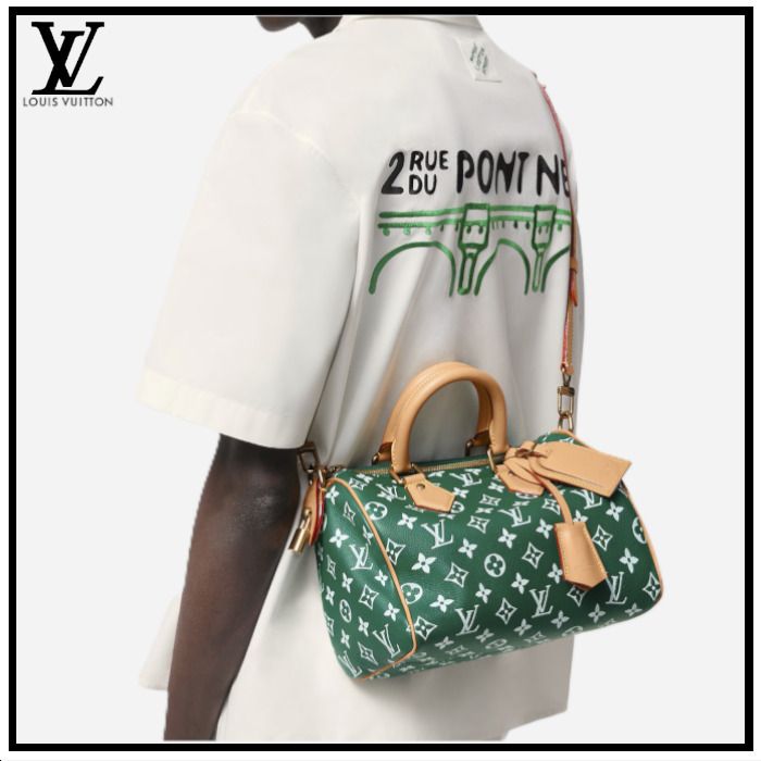 Louis Vuitton《スピーディP9 バンドリエール25》グリーン 直営 (Louis