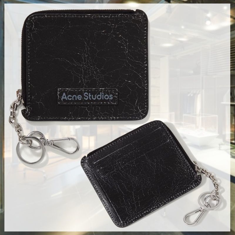 関税込 Acne Studios アクネストゥディオズ ロゴ レザー 財布 黒 (Acne