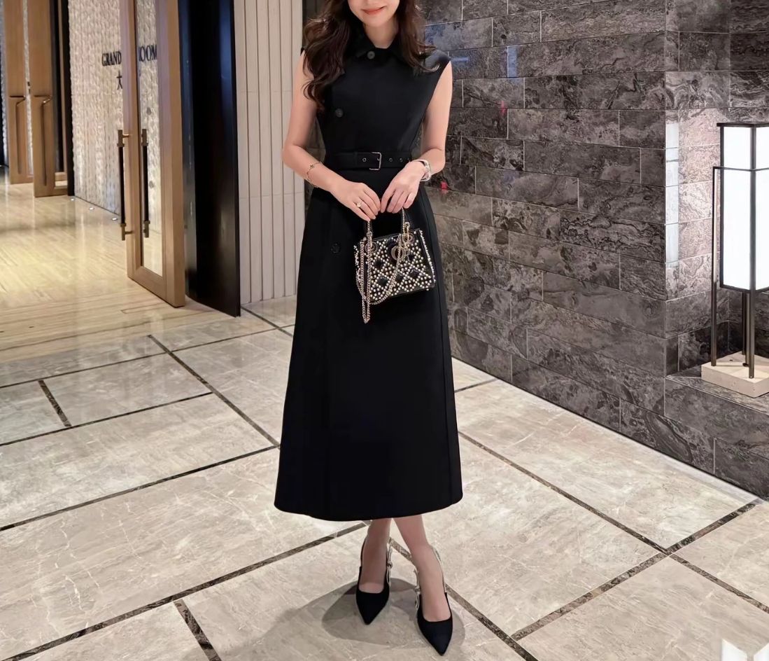 一枚で大人上品】Dior◇ミディ ブラザードレス (Dior/ワンピース