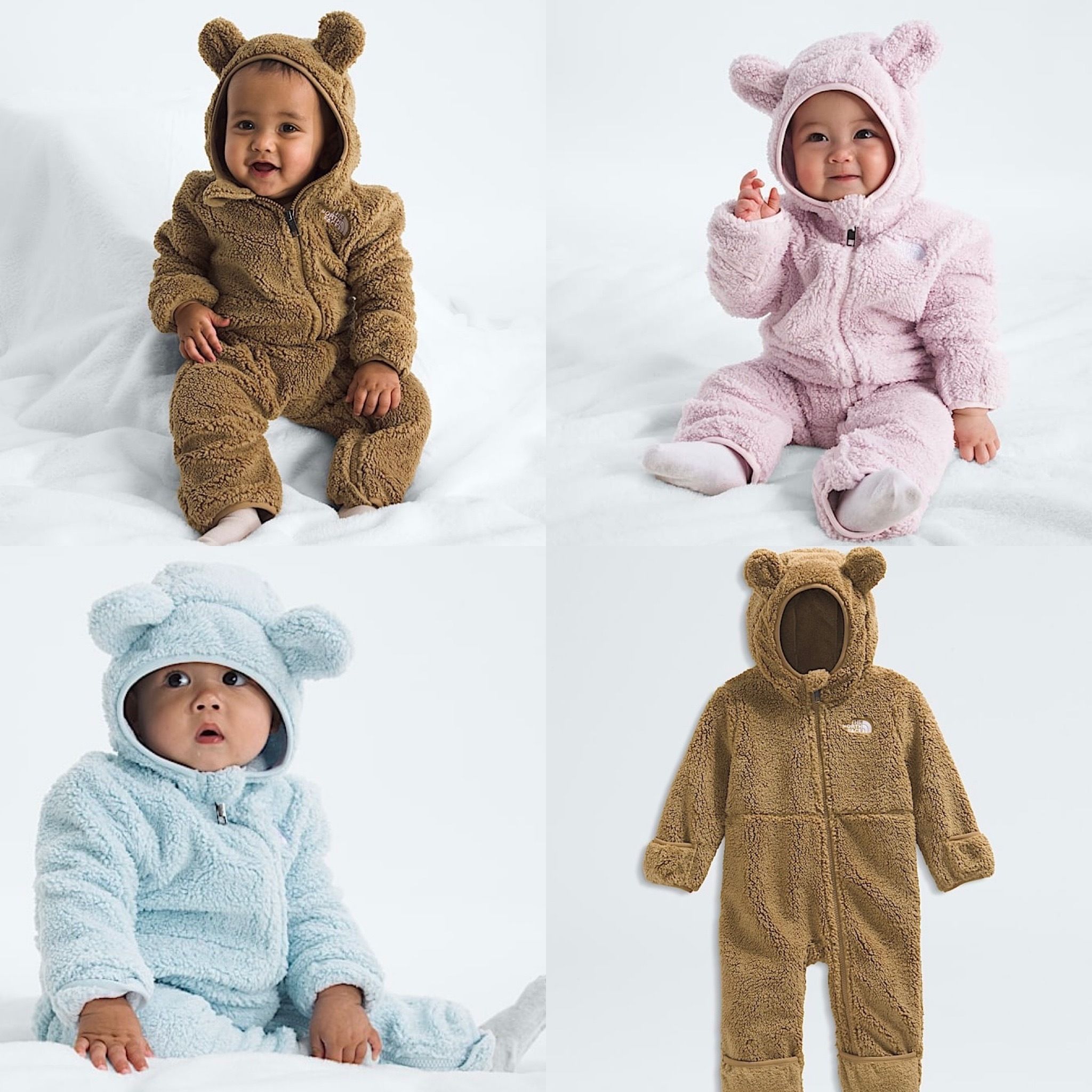 THE NORTH FACE 】くま耳 暖か可愛いベビーフリースロンパース (THE