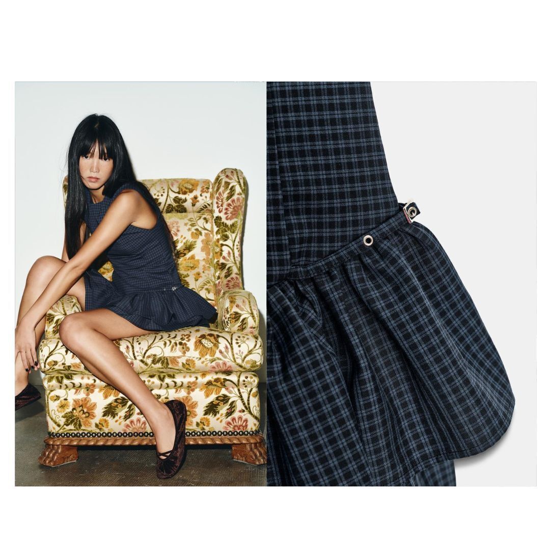 ZARA】NEW フリル付きチェック柄ショートワンピース (ZARA/ワンピース