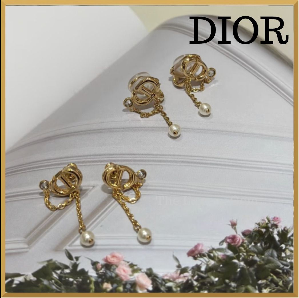 DIOR CD Navy ピアス メタル・レジンパール・クリスタル (Dior/ピアス