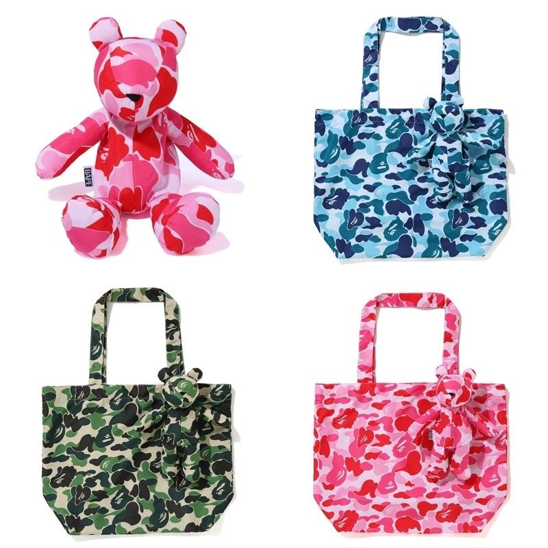 国内発【A BATHING APE】3色展開 ABC CAMO BEAR ECO BAG TRAVEL (A