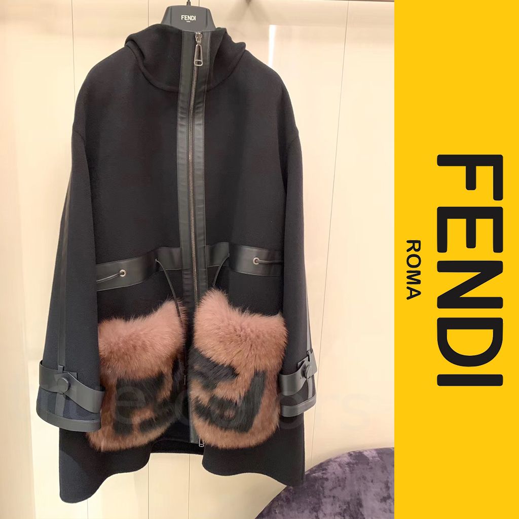 FENDI フェンディ フォックスファーポケット付き カシミヤコート