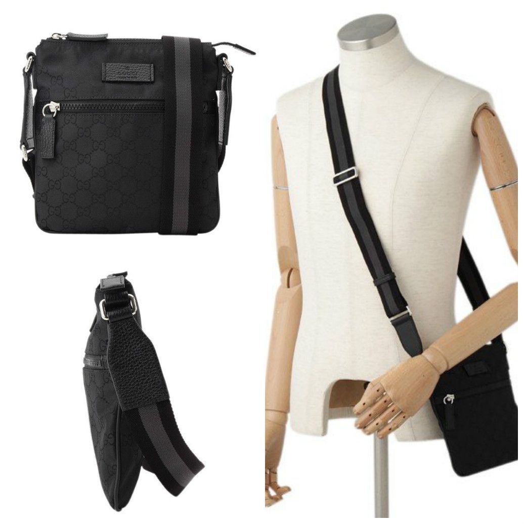 GUCCI ブラック ナイロン ショルダーバッグ