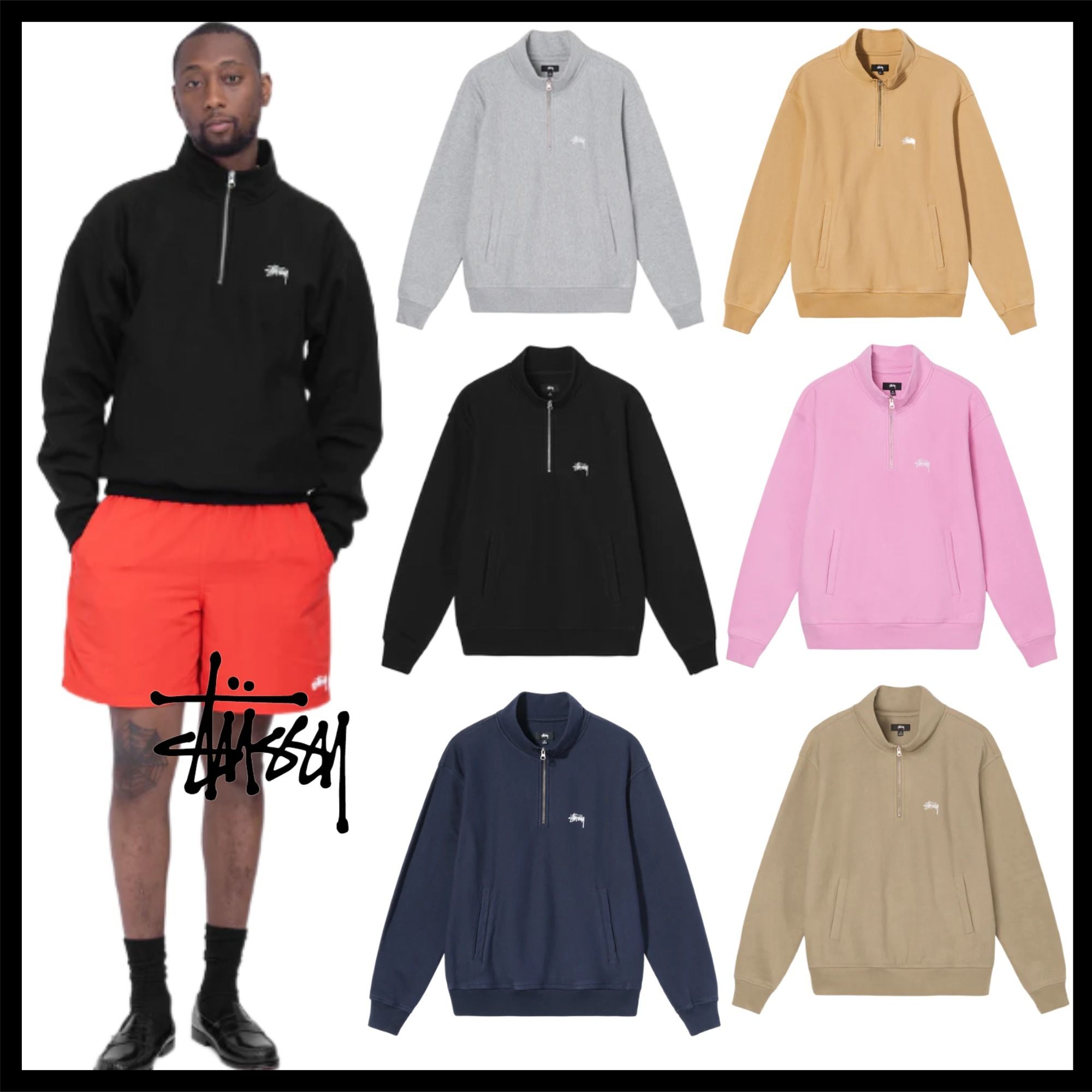 STUSSY】OVERDYED MOCK / ハーフジップスウェット (STUSSY/スウェット